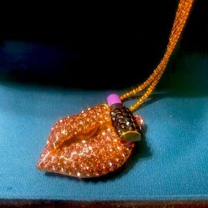 Betsey Johnson Lips with Lipstick Necklace